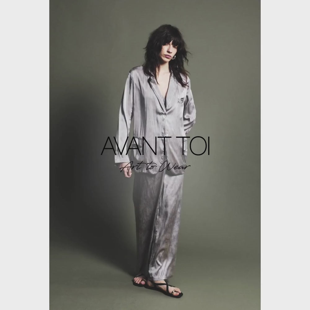 Avant Toi Hand-Painted Stretch Silk Patchwork Blazer in Ash – International designer fashion boutique Australia Riada Concept Woollahra