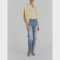 FRAME The Essential Jean in Rapture at Riada Concept. Mid-rise full-length straight jeans in rigid regenerative cotton denim - styled model video