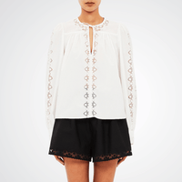 Ulla Johnson Kady Long Sleeve Cotton Blouse in White ULLA JOHNSON Designer fashion shop online and in store High End fashion boutique Sydney Australia Riada Concept