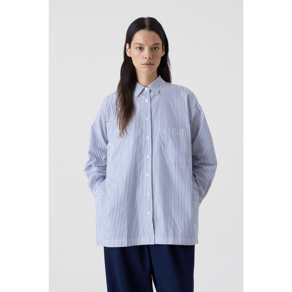 Organic Cotton Relaxed Fit Striped Longshirt in Ivory