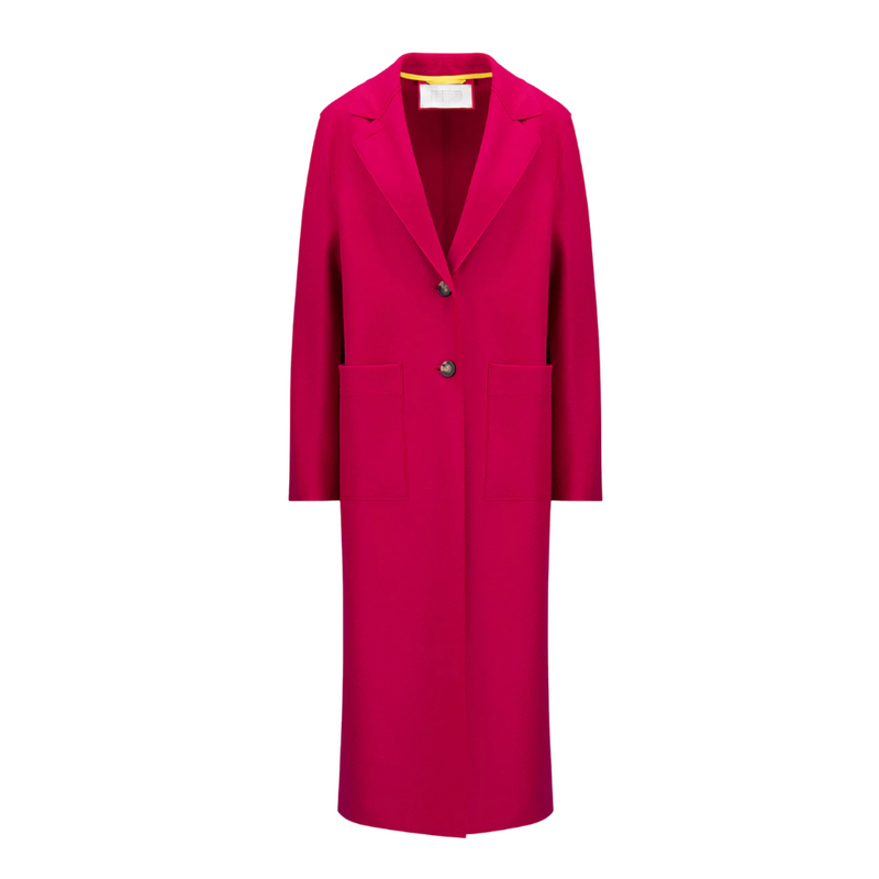 Long Boxy Wool Coat in Deep Pink