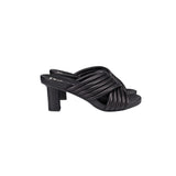 Carola 'Tubini' Midi Mule in Black Pebble Nappa