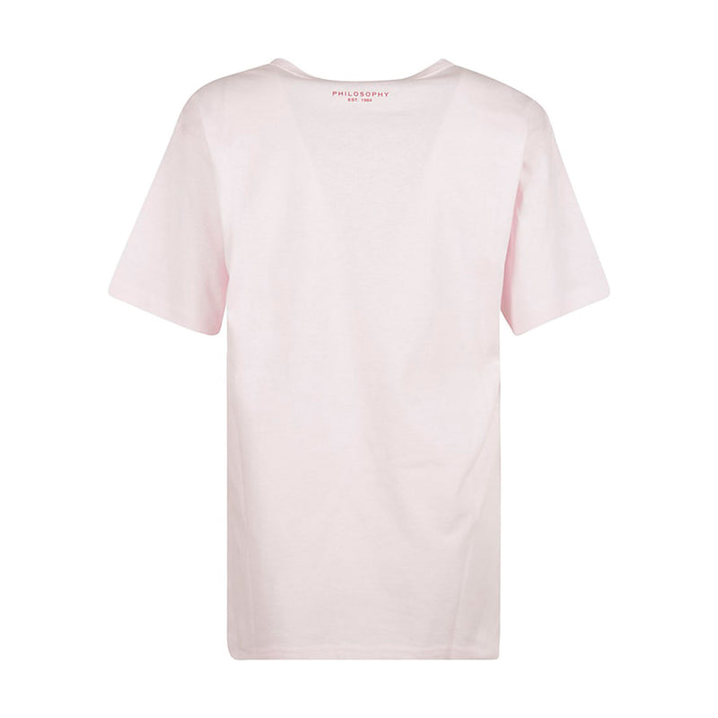 Print Front Cotton Jersey Tee in Pink