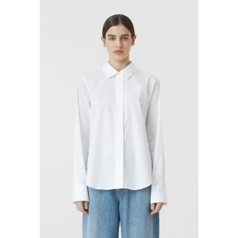 Light Poplin Relaxed Organic Cotton Shirt in White