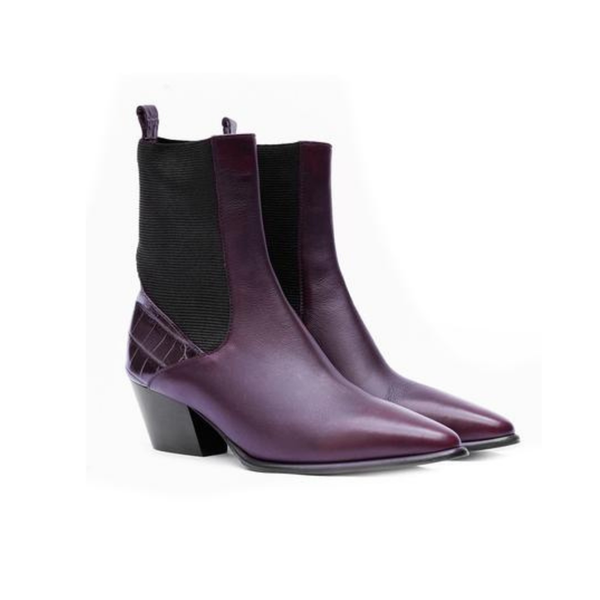 Western Heeled Ankle Boot in Chianti
