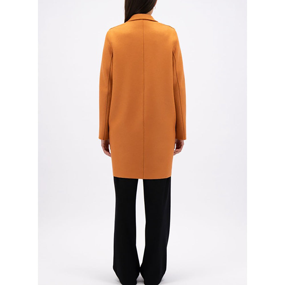 Pressed Wool Cocoon Coat in Peach