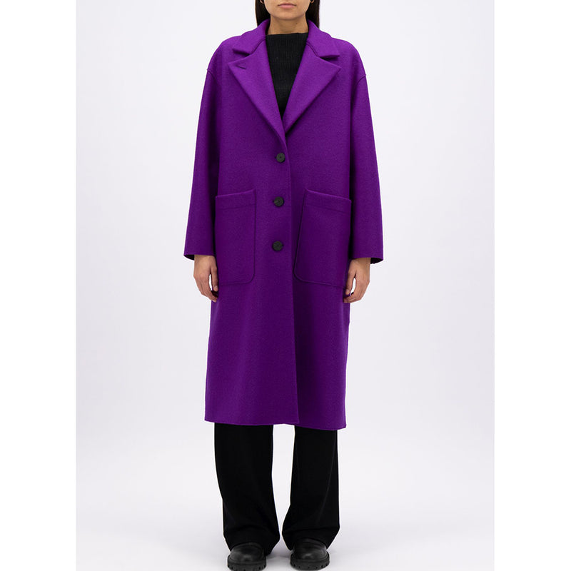 Pressed Wool Greatcoat in Purple