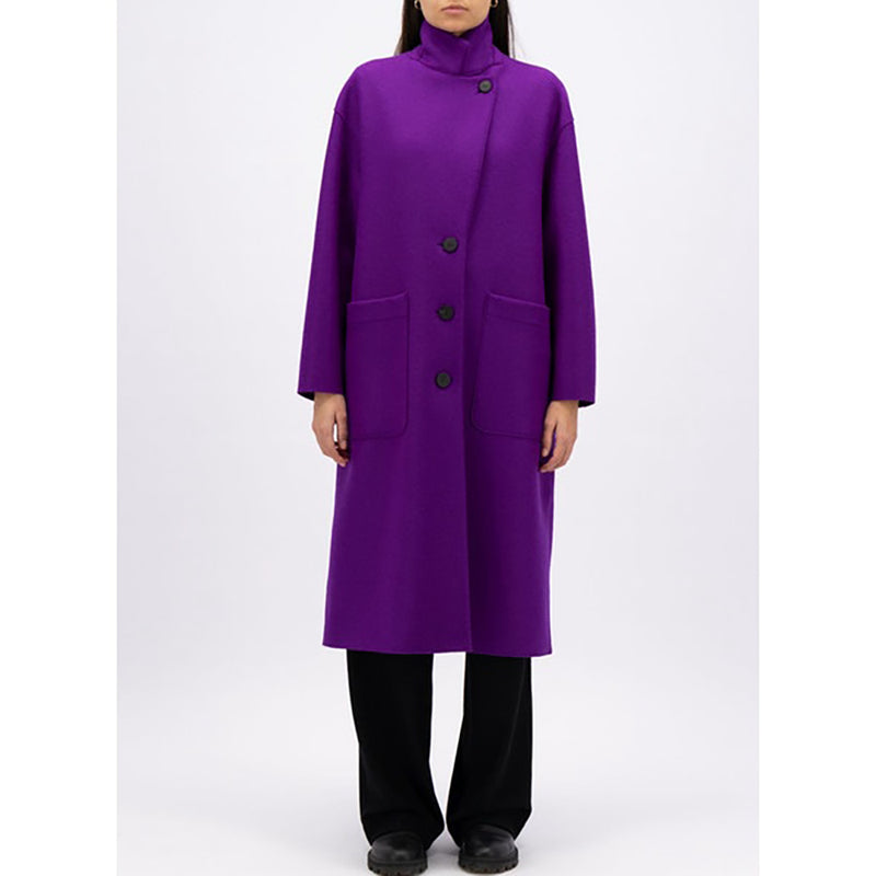 Pressed Wool Greatcoat in Purple