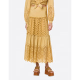 Sangallo Lace Midi Skirt in Mustard Gold