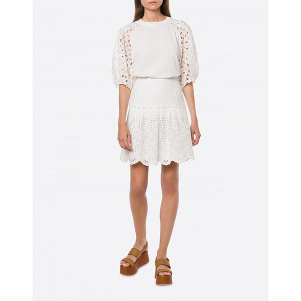 Sangallo Lace A-Line Skirt in White