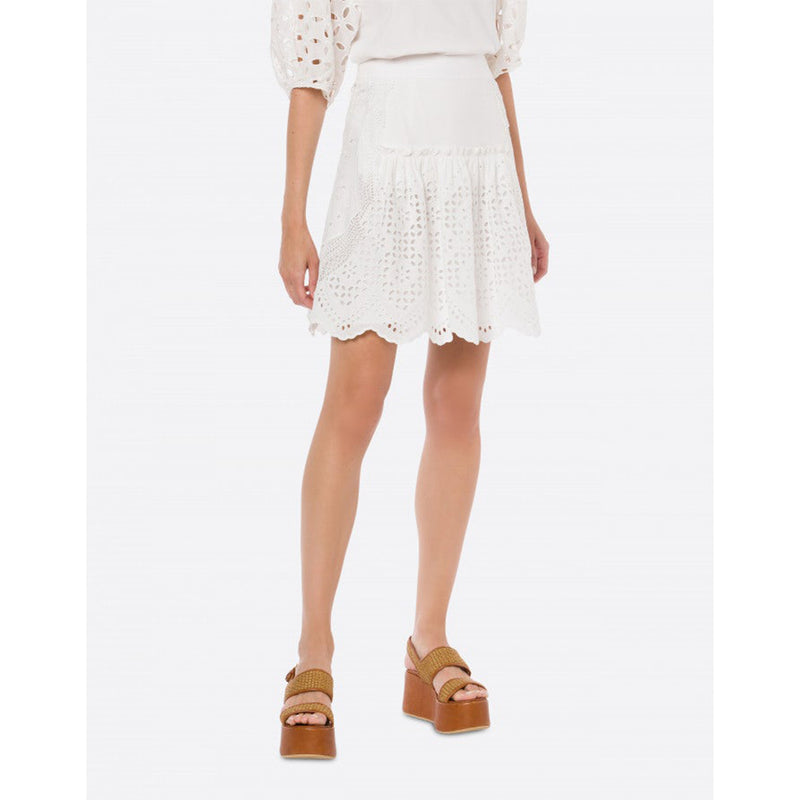 Sangallo Lace A-Line Skirt in White