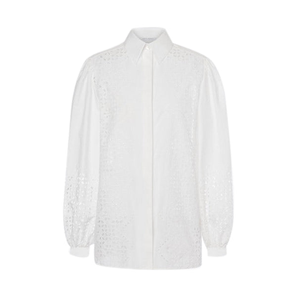 Sangallo Lace Insert Shirt in White