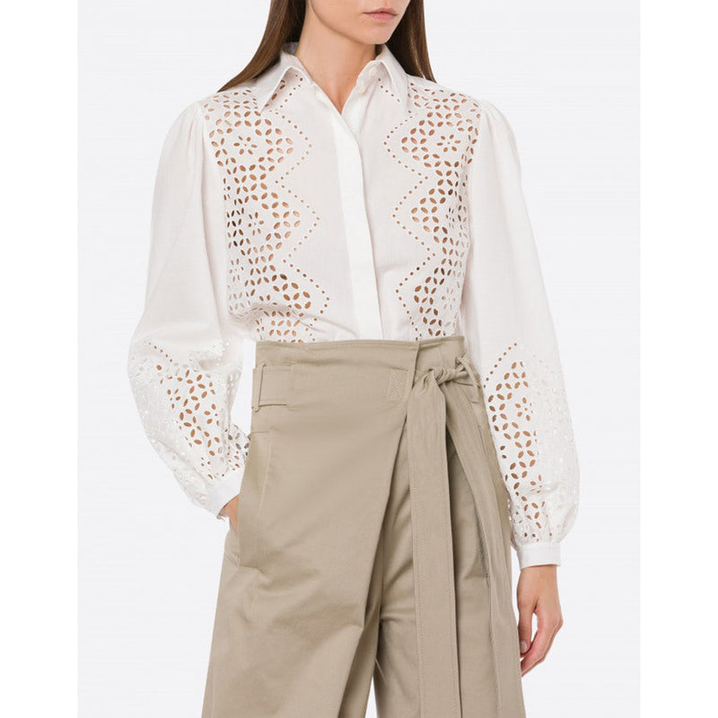 Sangallo Lace Insert Shirt in White