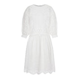 Sangallo Lace Trim Cotton Dress in White