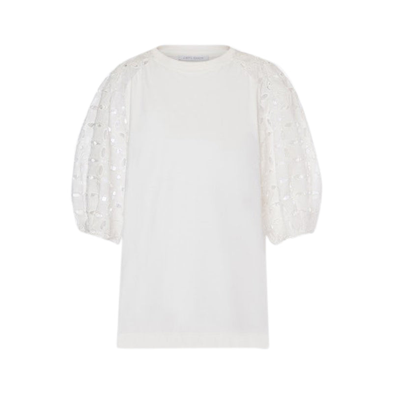 Organic Jersey Puff Sleeve Top in White