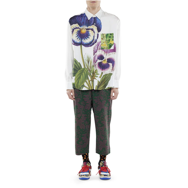 Aloe Silk Flower Print Detail Shirt