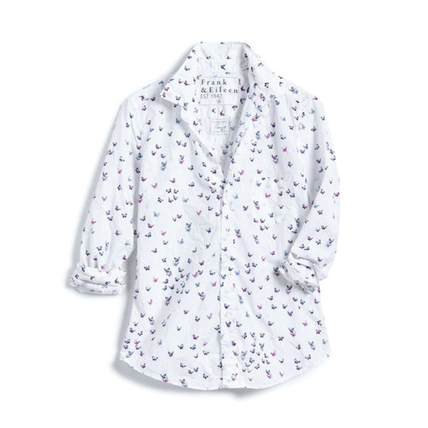 Barry Tailored Button Up Shirt with Pink and Blue Butterflies