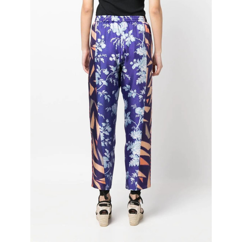 Aloe Silk Printed Trousers in Blue Floral