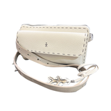 Calfskin leather micro crossbody / pouch bag in Gesso
