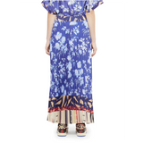 Ceto Pleat Skirt in Blue Floral