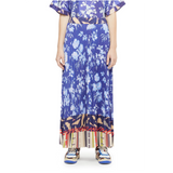Ceto Pleat Skirt in Blue Floral