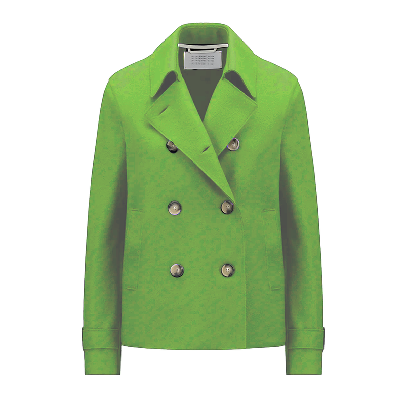 Cropped Trench Wool Coat in Apple Green