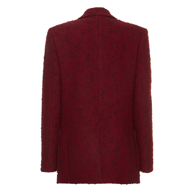 Diagonal Wool Jacket in Fantasy Print Red