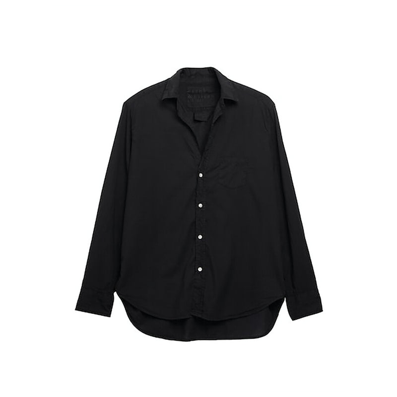 Eileen Relaxed Button-Up Poplin Shirt in Black