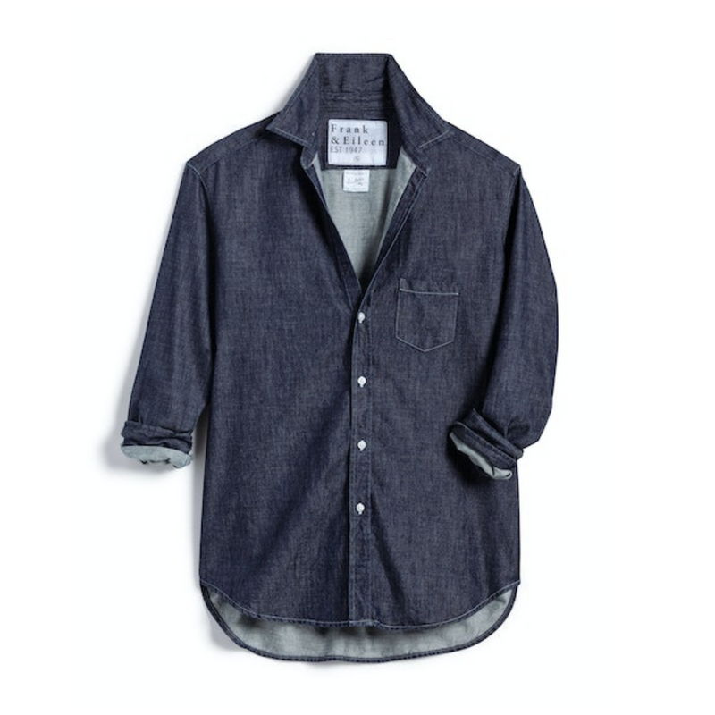 Eileen Relaxed Button Up Shirt in Raw Rinse Denim