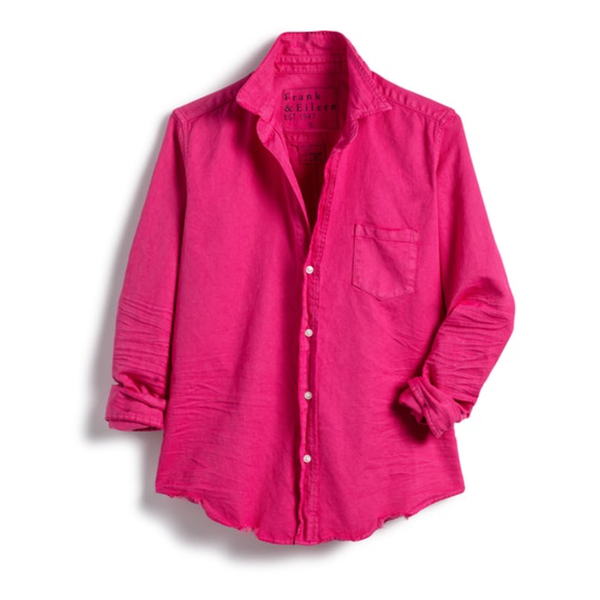 Barry Woven Button Up in Magenta Pink