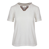 Short Sleeve Top with Black Trim in White