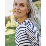 Effie Long-Sleeve Funnel Neck Capelet in French Stripes