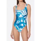 One Piece Swimsuit in Fantasy Print Blue