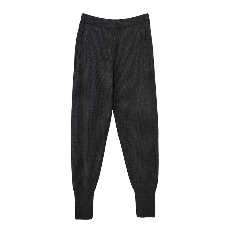 Josephine Houndstooth Jogger Knit Pants in Black Green with Midnight