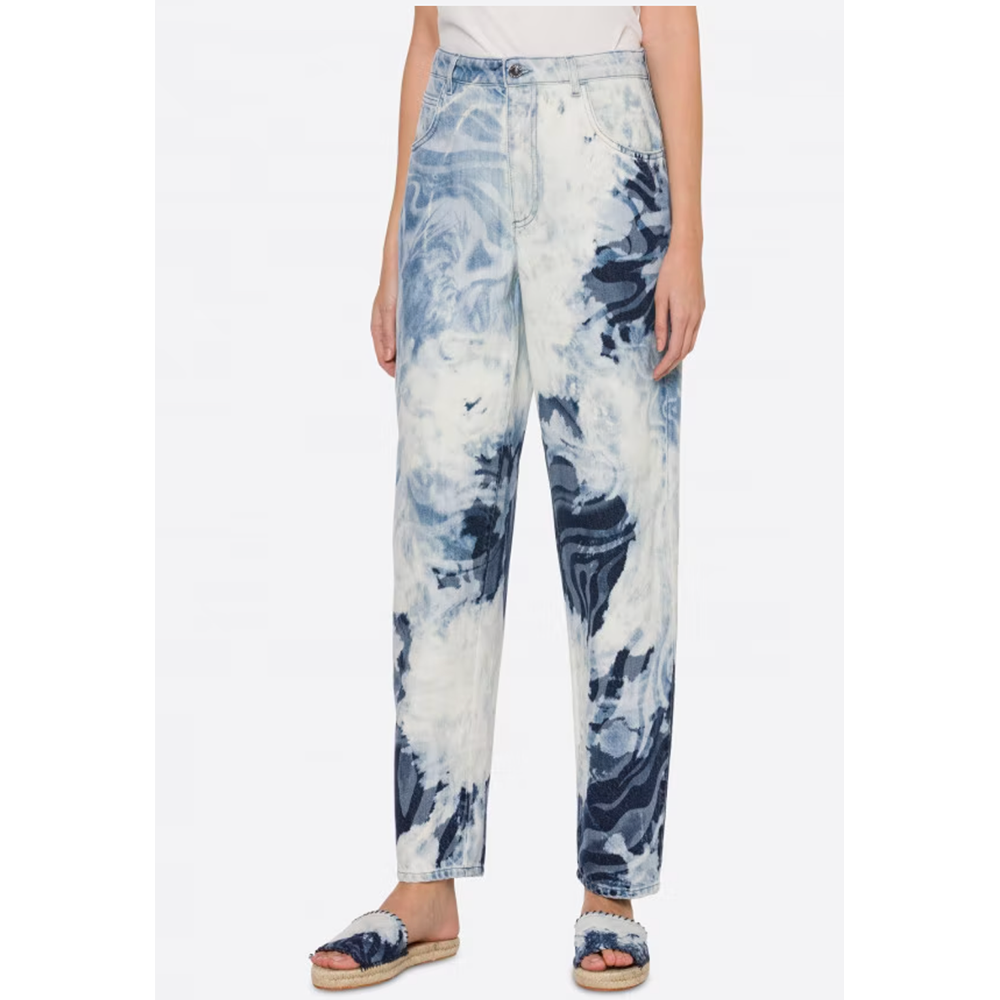 Neptune Printed Denim Jeans in Fantasy Print Blue