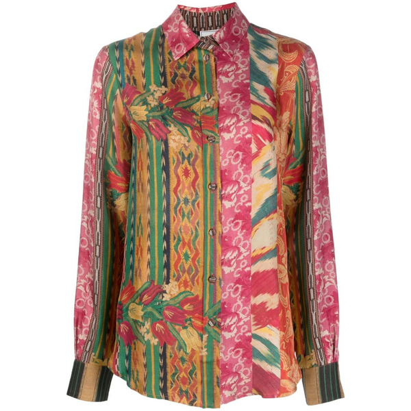 Pierre Louis Mascia Adana Color Block Silk Shirt - Fuchsia, Red – Choix
