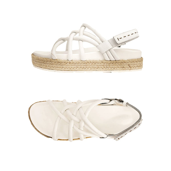 Henry Beguelin Braided Leather Sandal in Gesso