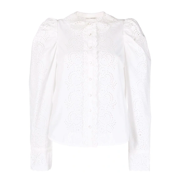 Sage Broderie Anglaise Blouse in Pristine