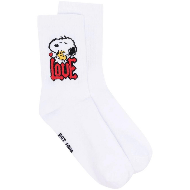 Intarsia-knit Snoopy Love socks