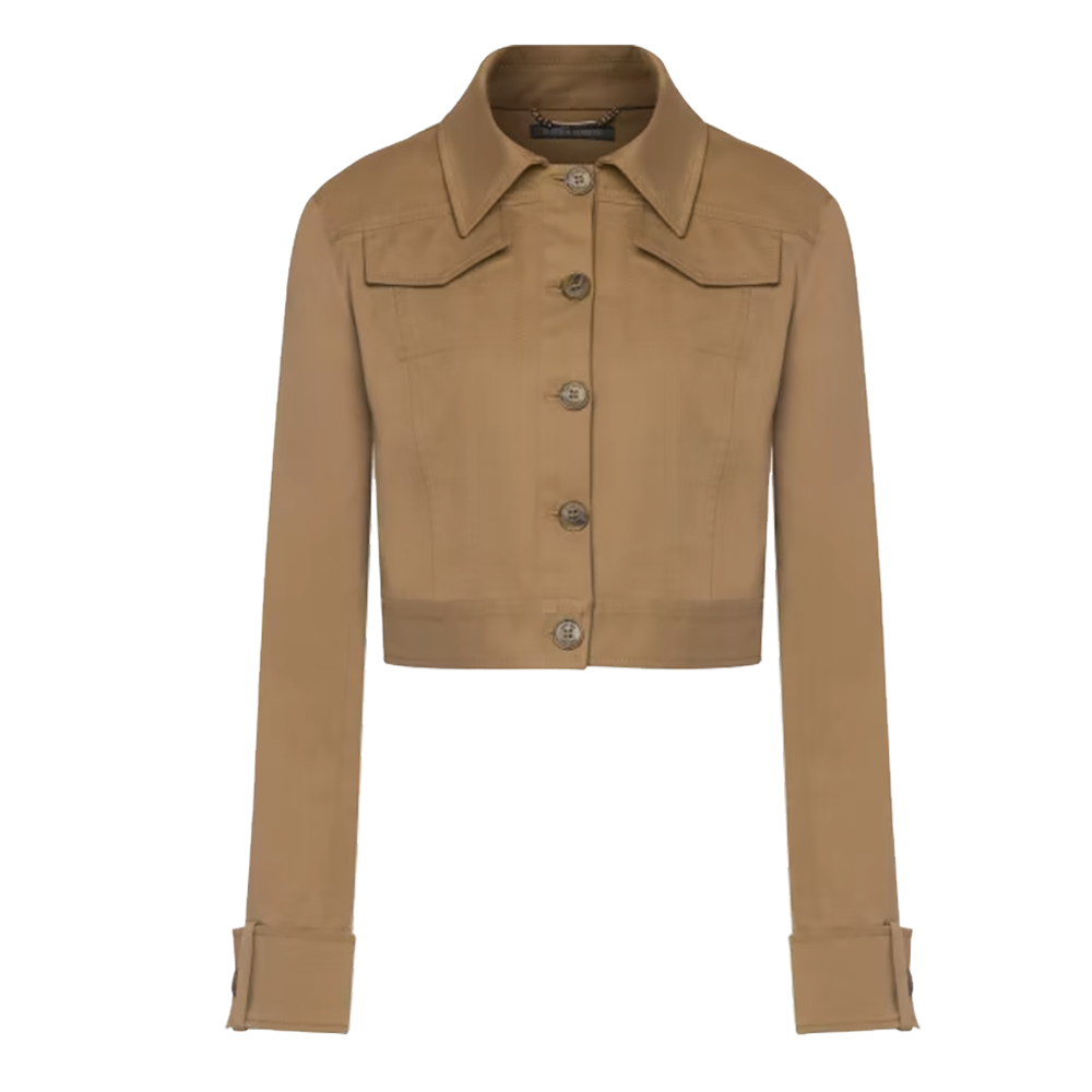 Stretch Cotton Gabardine Jacket in Beige – Riada Concept