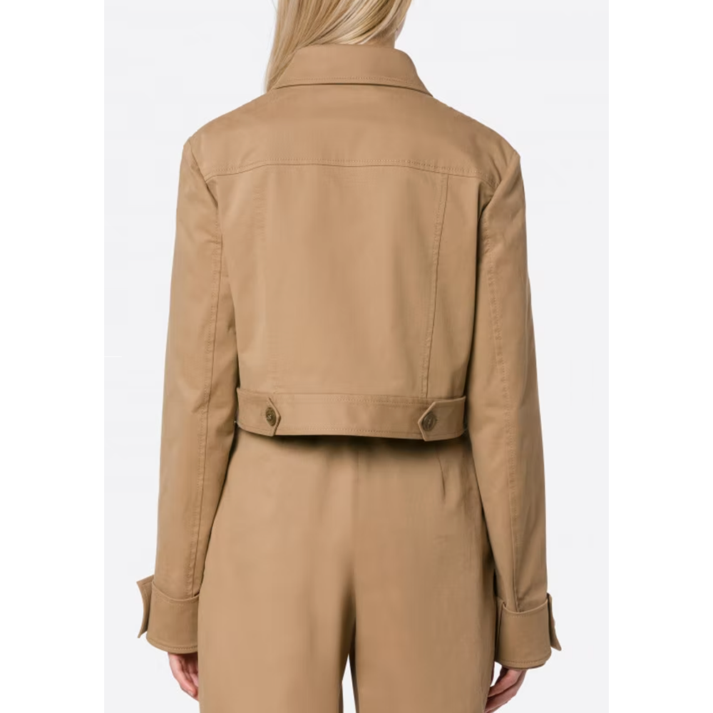 Stretch Cotton Gabardine Jacket in Beige