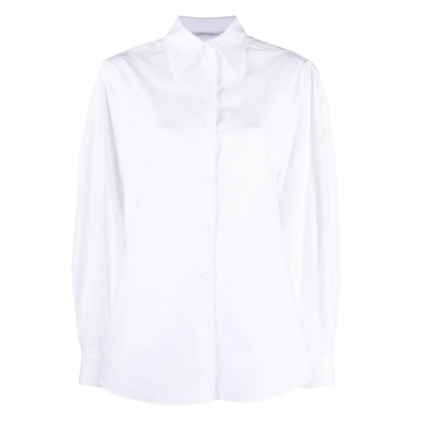 Stretch Cotton Popline Shirt in White