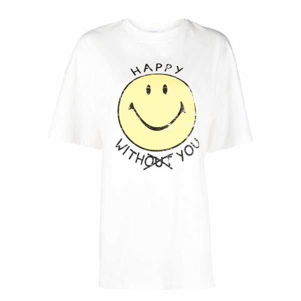 Organic Cotton Jersey Smiley Face Tee in White