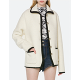 Wool Jacket with Trim in White/Black