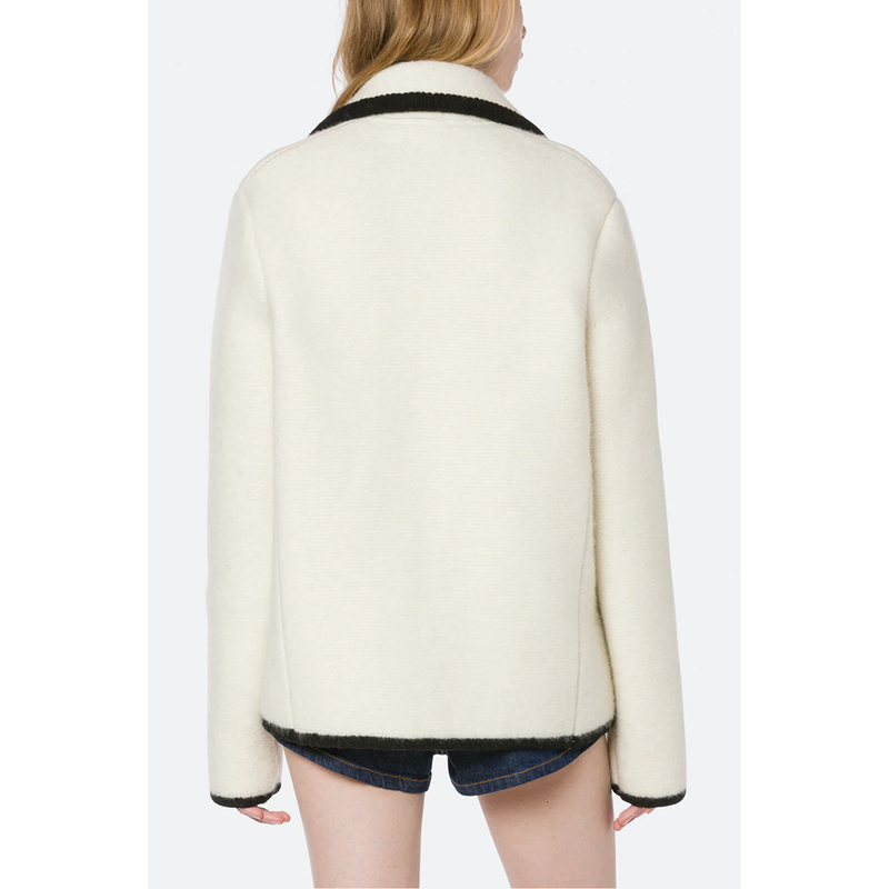 Wool Jacket with Trim in White/Black
