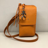 Calfskin Leather Micro Crossbody Phone Bag in Arancio
