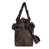 Margherita Pelliccia Leather & Fur Bag in T.Moro
