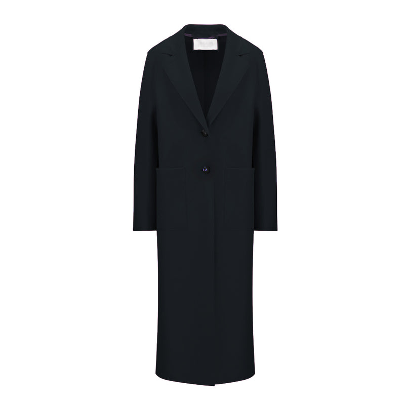 Long Boxy Wool Coat in Black