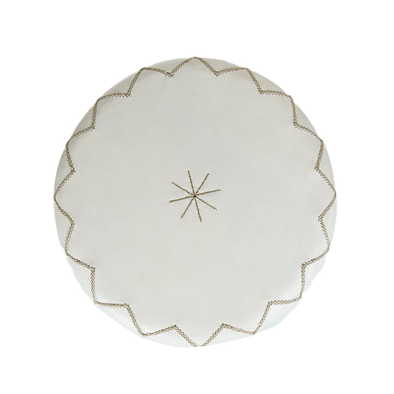 Dubai Printed Calf Pouf in Bianco
