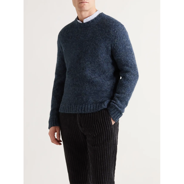 Simon Alpaca Round Neck Sweater in Blue